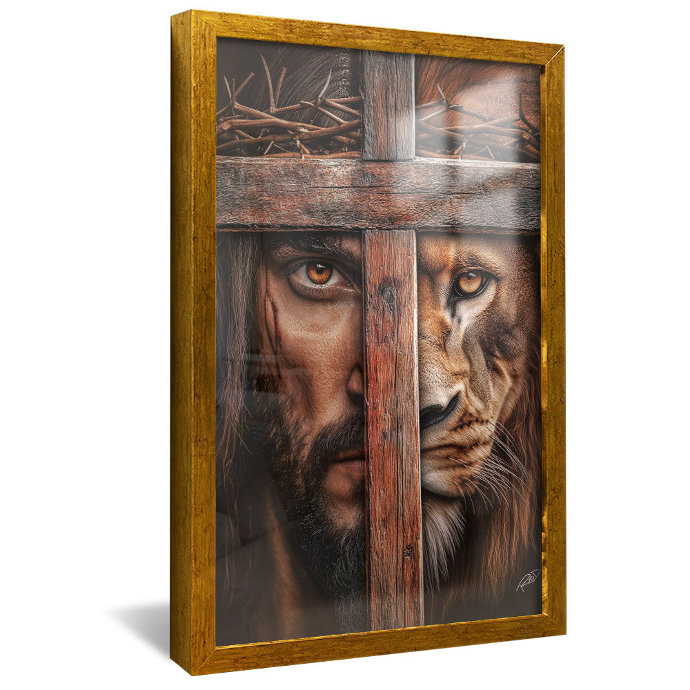 Decorative Canvas Face of Jesus and Lion on the Cross V2169