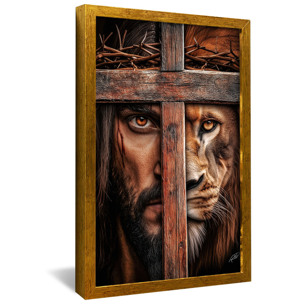 Decorative Canvas Face of Jesus and Lion on the Cross V2169