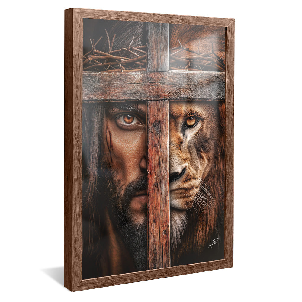 Decorative Canvas Face of Jesus and Lion on the Cross V2169