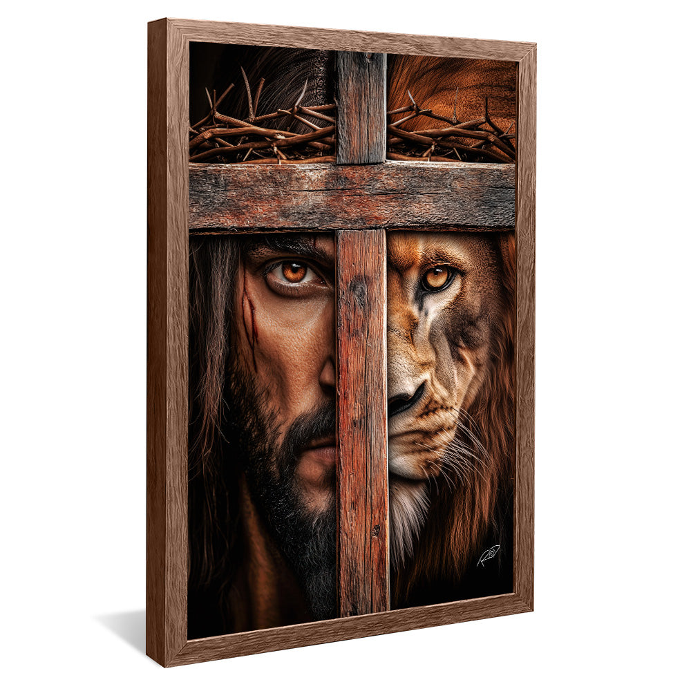 Decorative Canvas Face of Jesus and Lion on the Cross V2169