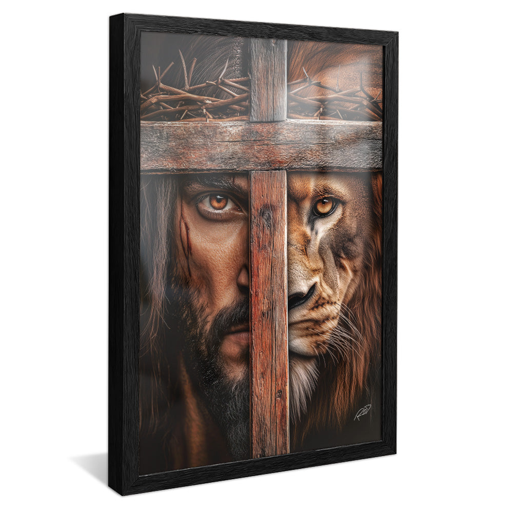 Decorative Canvas Face of Jesus and Lion on the Cross V2169