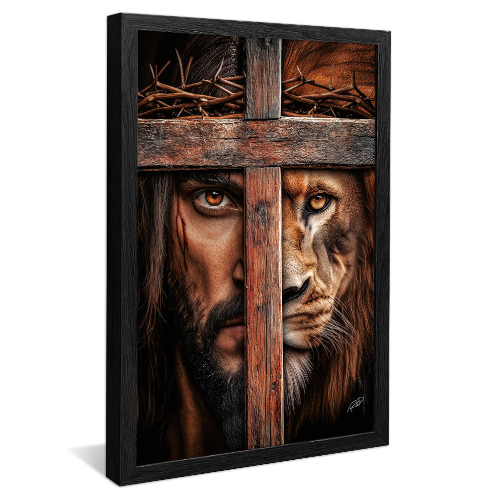 Decorative Canvas Face of Jesus and Lion on the Cross V2169