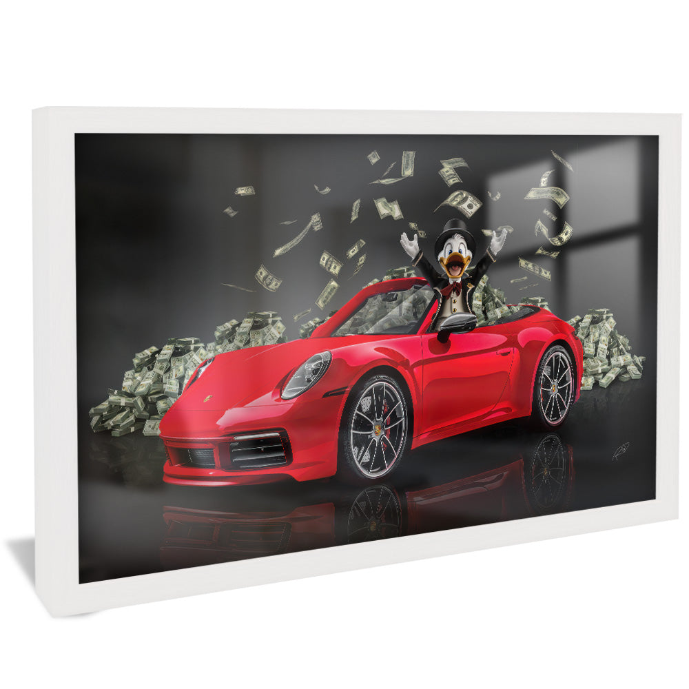 Decorative Canvas Scrooge McDuck in a Red Porsche V2155