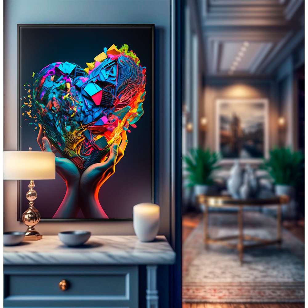 Abstract Hands Holding Heart Canvas